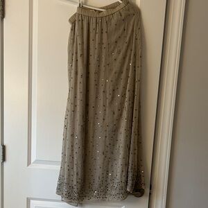 Soft Surroundings Taupe Sequin Maxi Skirt